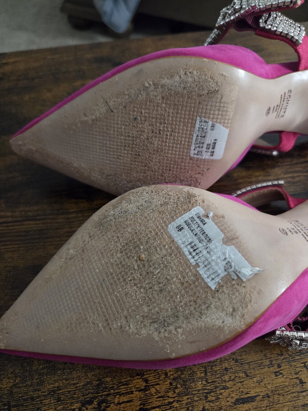 SCHUTZ Pointed-Toe Jeweled Heels in Pink Like New - Picture 5 of 5
